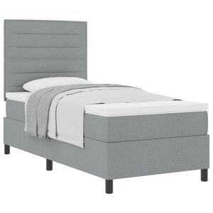 vidaXL Cama tipo Box Spring con colch&oacute;n Gris Claro 100 x 200 cm tela