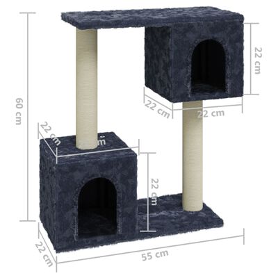 vidaXL Rascador para gatos con postes de sisal gris oscuro 60 cm