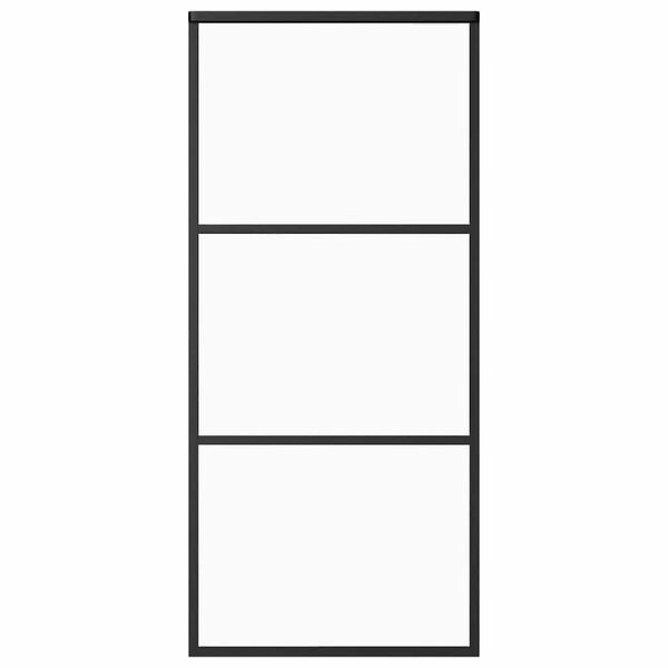 vidaXL Puerta corredera ESG vidrio y aluminio negra 90x205 cm