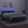 vidaXL Cama box spring colch&oacute;n y LED terciopelo verde oscuro 140x190cm