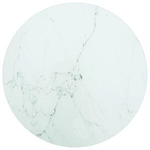 vidaXL Tablero de mesa dise&ntilde;o m&aacute;rmol vidrio templado blanco &Oslash;30x0,8 cm