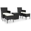 vidaXL Mesa sillas jard&iacute;n 5 pzas rat&aacute;n sint&eacute;tico vidrio templado negro