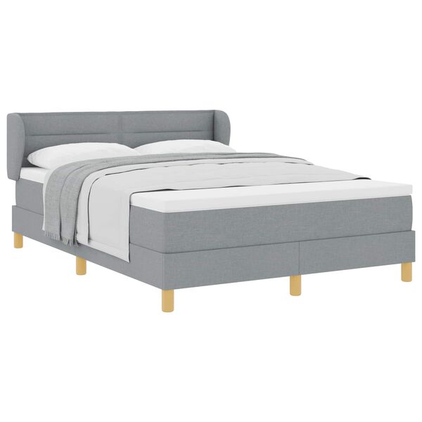 vidaXL Cama tipo Box Spring con colch&oacute;n Gris claro 140 x 190 cm tela