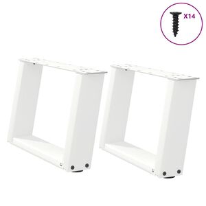 vidaXL Patas para mesa de centro en forma de U (2 unidades), color blanco, 40 x (30-31) cm, acero