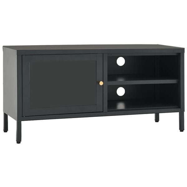 vidaXL Mueble para TV acero y vidrio gris antracita 90x30x44 cm