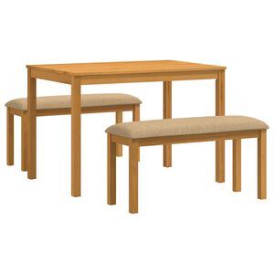 vidaXL Conjunto de comedor 3 uds. Beige Madera de Roble S&oacute;lido