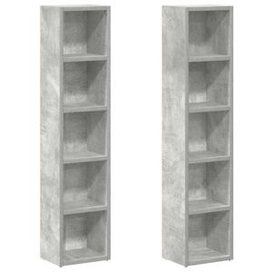 vidaXL Estanter&iacute;a de CD 2 uds gris hormig&oacute;n contrachapada 21x16x93,5cm