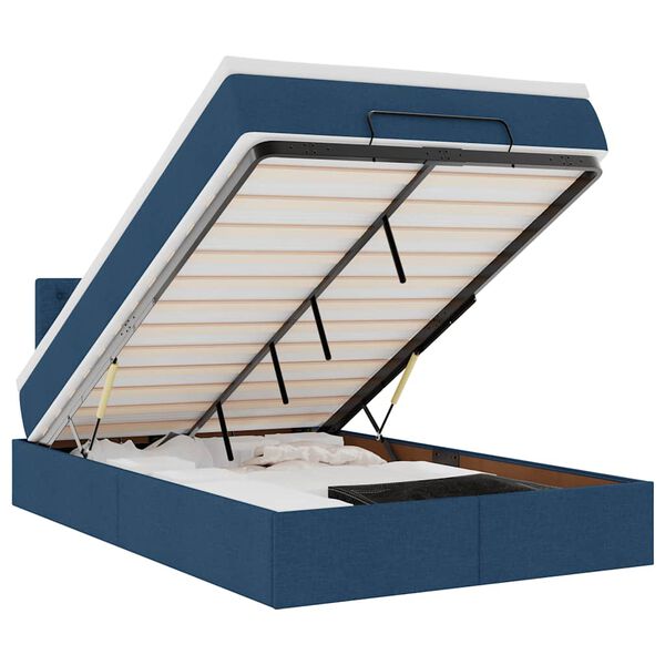 vidaXL Cama otomana con colch&oacute;n tela azul 120x200 cm