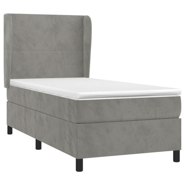vidaXL Cama box spring con colch&oacute;n terciopelo gris claro 80x200 cm