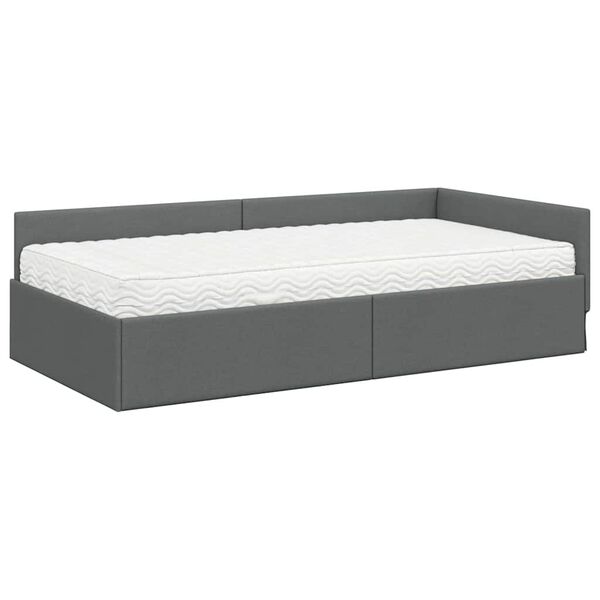 vidaXL Estructura de Cama Esquina con Colch&oacute;n Otro 2 pcs Gris tela