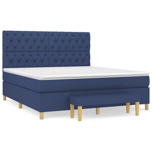vidaXL Cama box spring con colch&oacute;n tela azul 160x200 cm