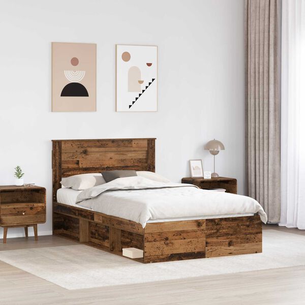 vidaXL Estructura de cama con cabecera Madera vieja 120 x 200 cm