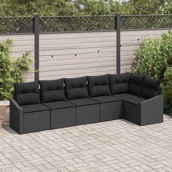 vidaXL Conjunto de sofás de jardín 6 pcs Negro ratán sintético