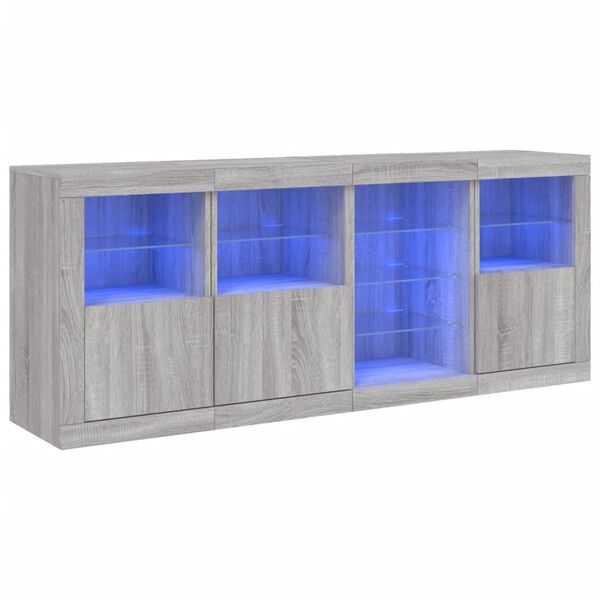 vidaXL Aparador con luces LED gris Sonoma 164x37x67 cm