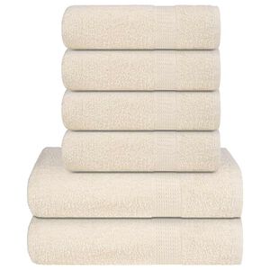 vidaXL Juego de toallas FROGN de 6 piezas color crema 360 g/m&sup2;