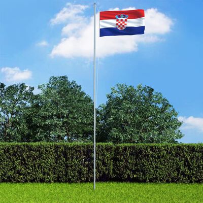 vidaXL Bandera de Croacia y mástil de aluminio 6,2 m