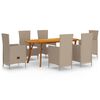 vidaXL Juego de comedor de jard&iacute;n de 7 piezas beige