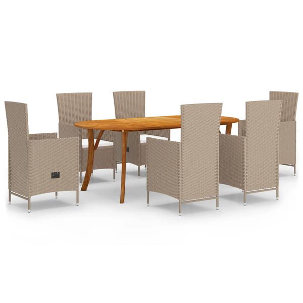 vidaXL Juego de comedor de jard&iacute;n de 7 piezas beige