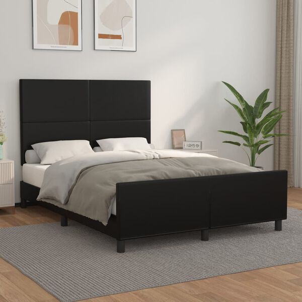 vidaXL Estructura de cama sin colch&oacute;n cuero sint&eacute;tico negro 140x190 cm
