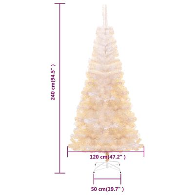 vidaXL Árbol Navidad artificial puntas iridiscentes PVC blanco 240 cm