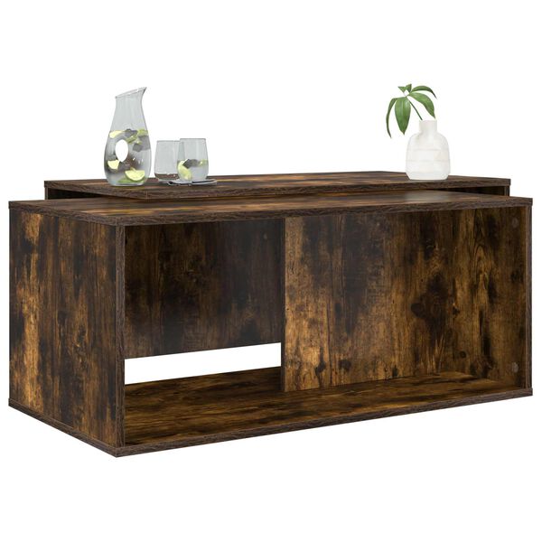 vidaXL Juego de Mesas de Centro 2 pcs Roble ahumado