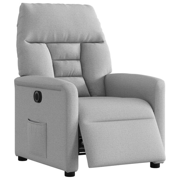 vidaXL Sill&oacute;n reclinable el&eacute;ctrico de tela gris nube