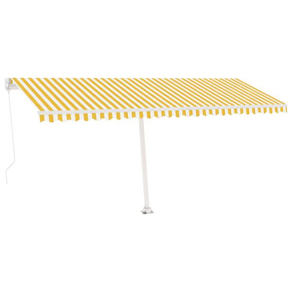 vidaXL Toldo de pie retr&aacute;ctil manual amarillo y blanco 500x350 cm