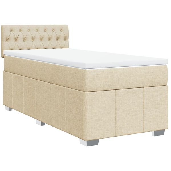 vidaXL Cama box spring con colch&oacute;n tela color crema 80x200 cm