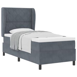 vidaXL Cama tipo Box Spring Gris oscuro 190 x 90 cm Poli&eacute;ster