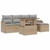 vidaXL Juego de Asientos para Exteriores 6 uds. Beige Polirat&aacute;n
