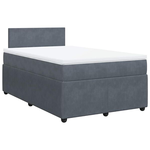 vidaXL Cama box spring con colch&oacute;n terciopelo gris oscuro 120x200 cm
