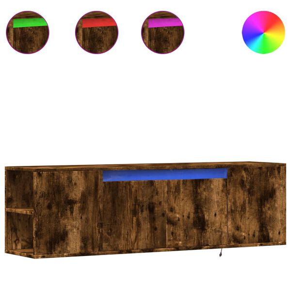 vidaXL Mueble de TV de pared luces LED roble ahumado 135x31x39,5 cm