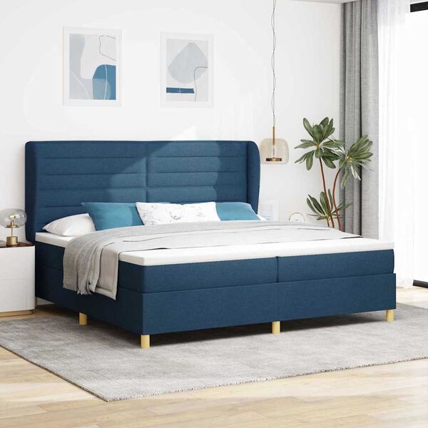 vidaXL Cama con Somier y Colch&oacute;n Gris Oscuro 90x190 cm de Tela Azul