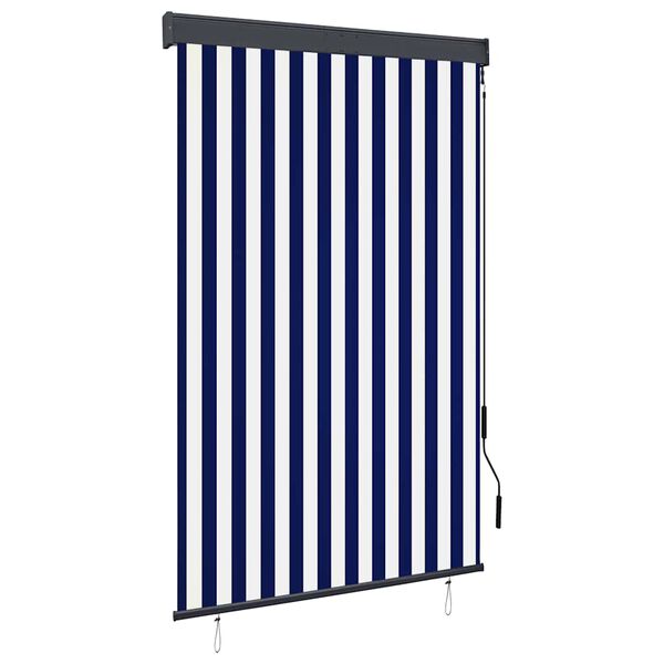 vidaXL Estor enrollable de exterior azul y blanco 120x250 cm