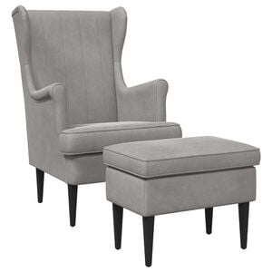 vidaXL Sill&oacute;n con Pouf 2 uds. Gris Claro Terciopelo
