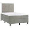 vidaXL Cama box spring colch&oacute;n y LED terciopelo gris claro 120x190 cm