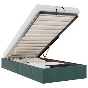vidaXL Estructura de cama otomana sin colch&oacute;n terciopelo verde oscuro