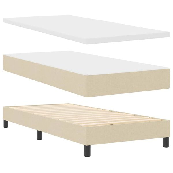 vidaXL Cama tipo Box Spring con colch&oacute;n Crema 200 x 200 cm Poli&eacute;ster