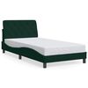 vidaXL Estructura de cama con LED sin colch&oacute;n terciopelo verde oscuro 100x200 cm