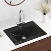 vidaXL Lavabo rectangular cer&aacute;mica orificio de grifo negro 60x46 cm