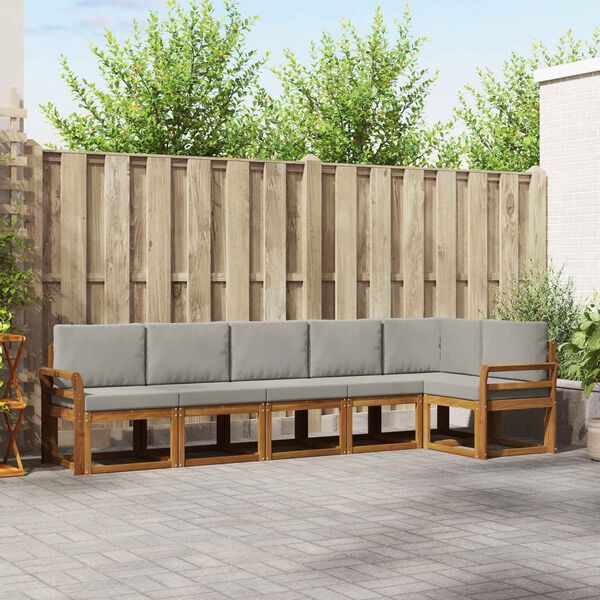 vidaXL Conjunto de sof&aacute;s de exterior 6 pcs Gris Natural y Claro