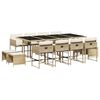vidaXL Set comedor de jard&iacute;n con cojines 13 pzas rat&aacute;n sint&eacute;tico beige