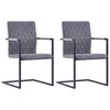 vidaXL Sillas de comedor voladizas 2 uds cuero sint&eacute;tico gris oscuro