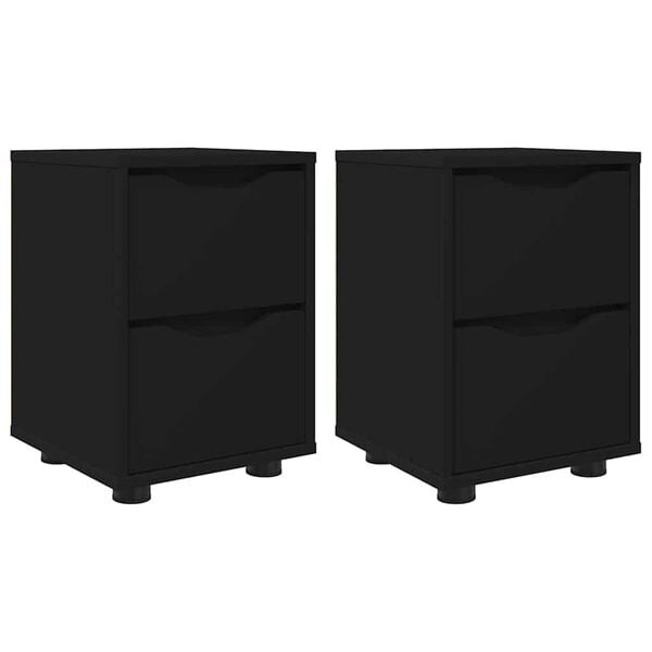 vidaXL Mesas de noche con caj&oacute;n 2 pcs Negro 30,5 x 30 x 43 cm