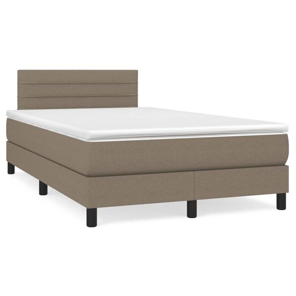 vidaXL Cama box spring con colch&oacute;n tela gris taupe 120x190 cm