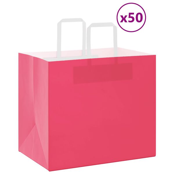vidaXL Bolsas de papel con asas 50 uds rosa 32x22x28 cm