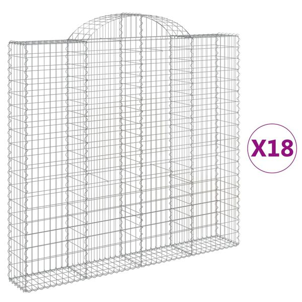 vidaXL Cestas de gaviones 18 uds forma de arco hierro 200x30x180/200cm