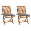 vidaXL Sillas plegables (2 unidades) con cojines grises, madera maciza de teca.