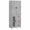 vidaXL Aparador alto madera contrachapada gris hormig&oacute;n 69,5x34x180 cm