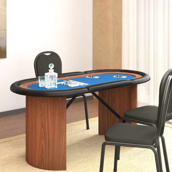 vidaXL Mesa de p&oacute;quer para 10 jugadores azul 160x80x75 cm
